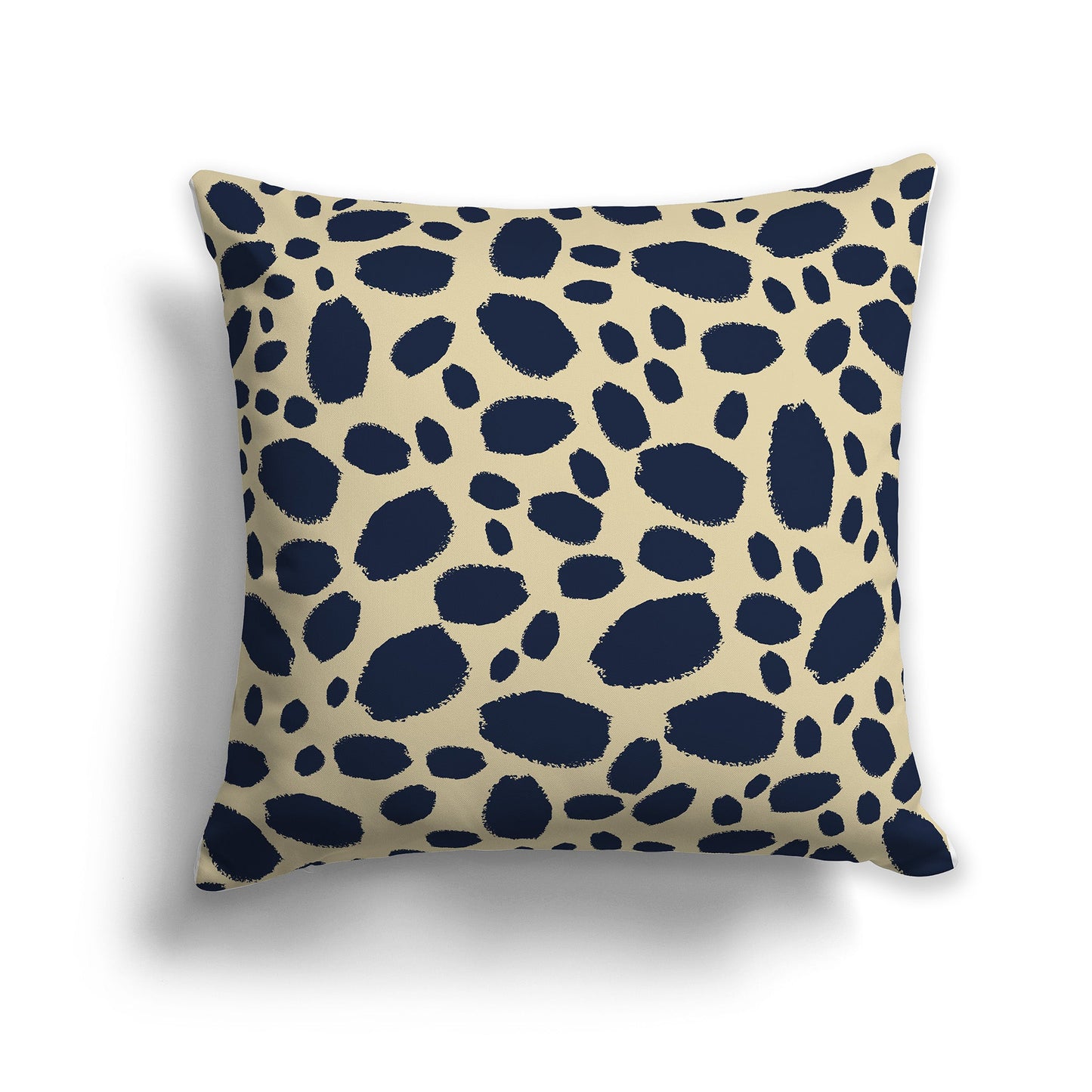 Tan Throw Pillow with Navy Blue Paint Dabs on Both Sides, CAPC-1274-092