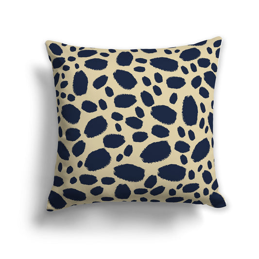 Tan Throw Pillow with Navy Blue Paint Dabs on Both Sides, CAPC-1274-092