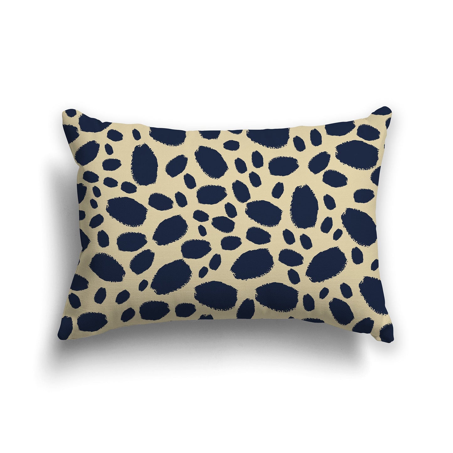 Tan Throw Pillow with Navy Blue Paint Dabs on Both Sides, CAPC-1274-092