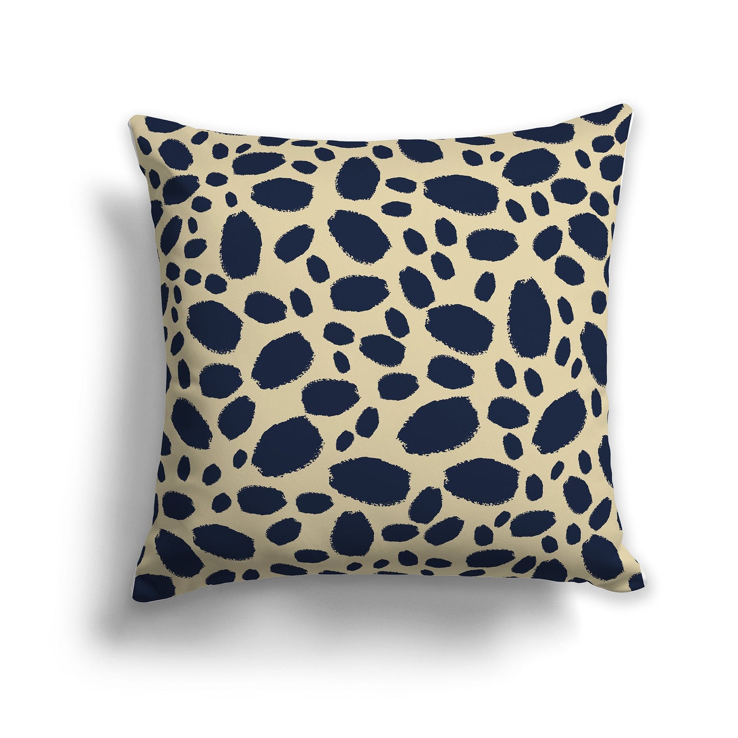 Tan Throw Pillow with Navy Blue Paint Dabs on Both Sides, CAPC-1274-092