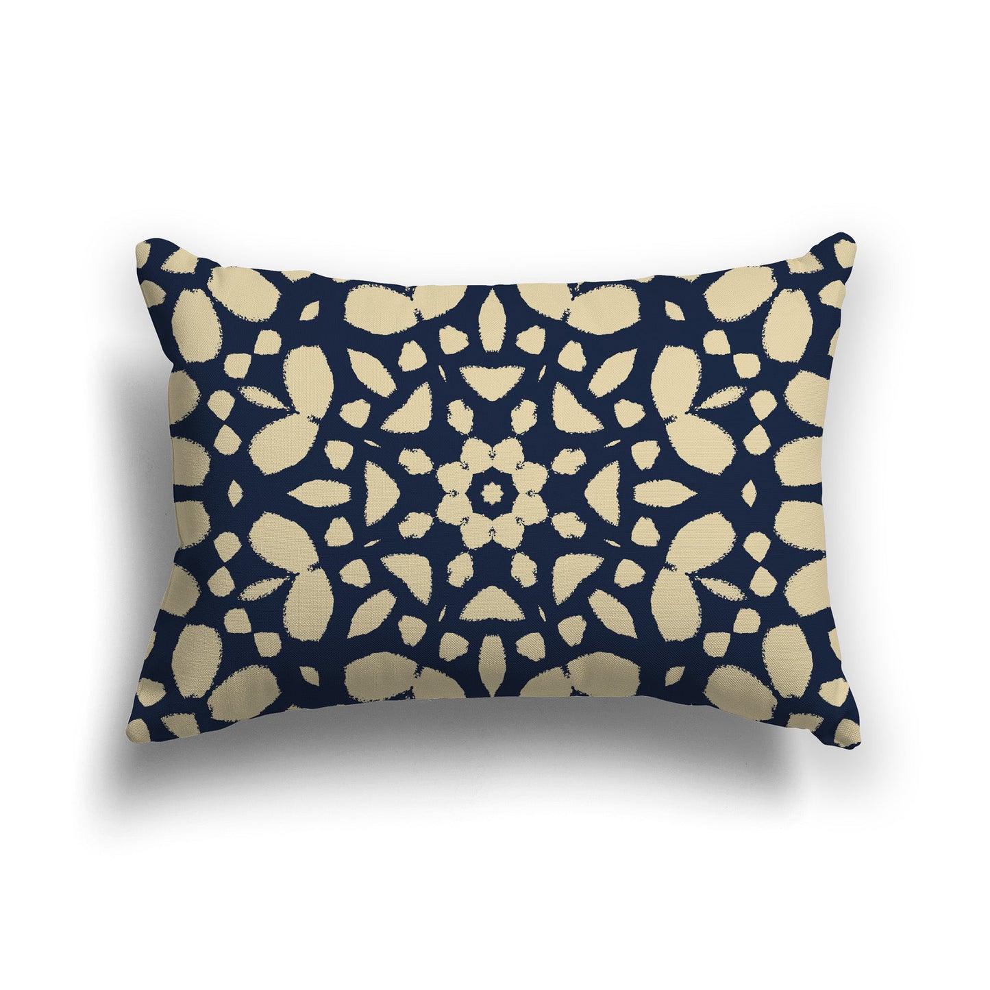 Navy Blue Throw Pillow with Tan Circular Graphic on Both Sides, CAPC-1274-181