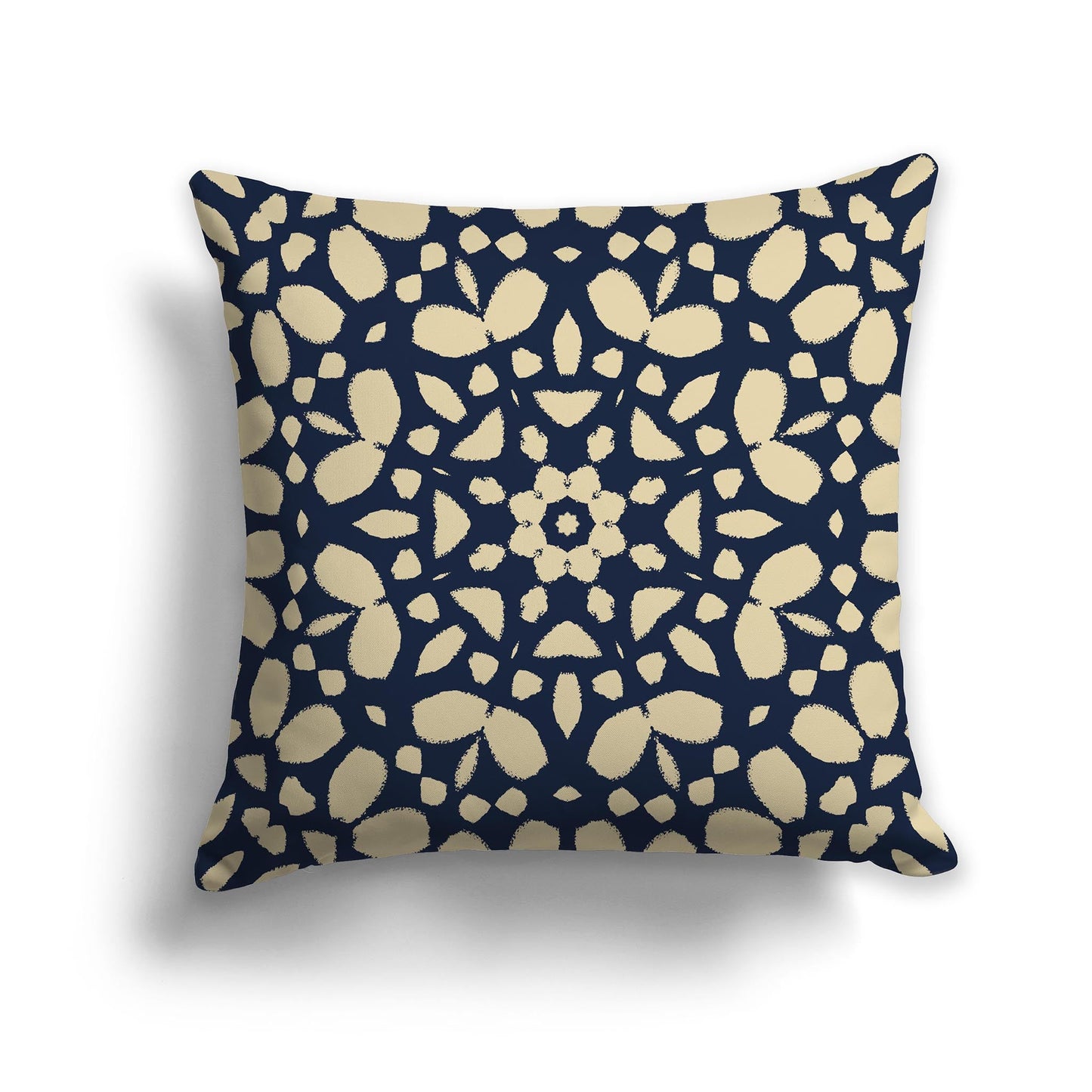 Navy Blue Throw Pillow with Tan Circular Graphic on Both Sides, CAPC-1274-181