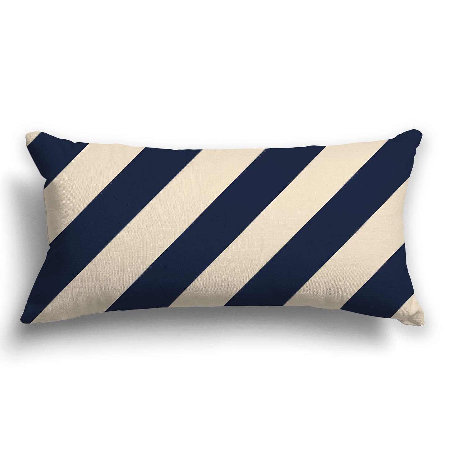 Throw Pillow with Navy Blue and Beige Diagonal Bars on Both Sides, CAPC-1275-031