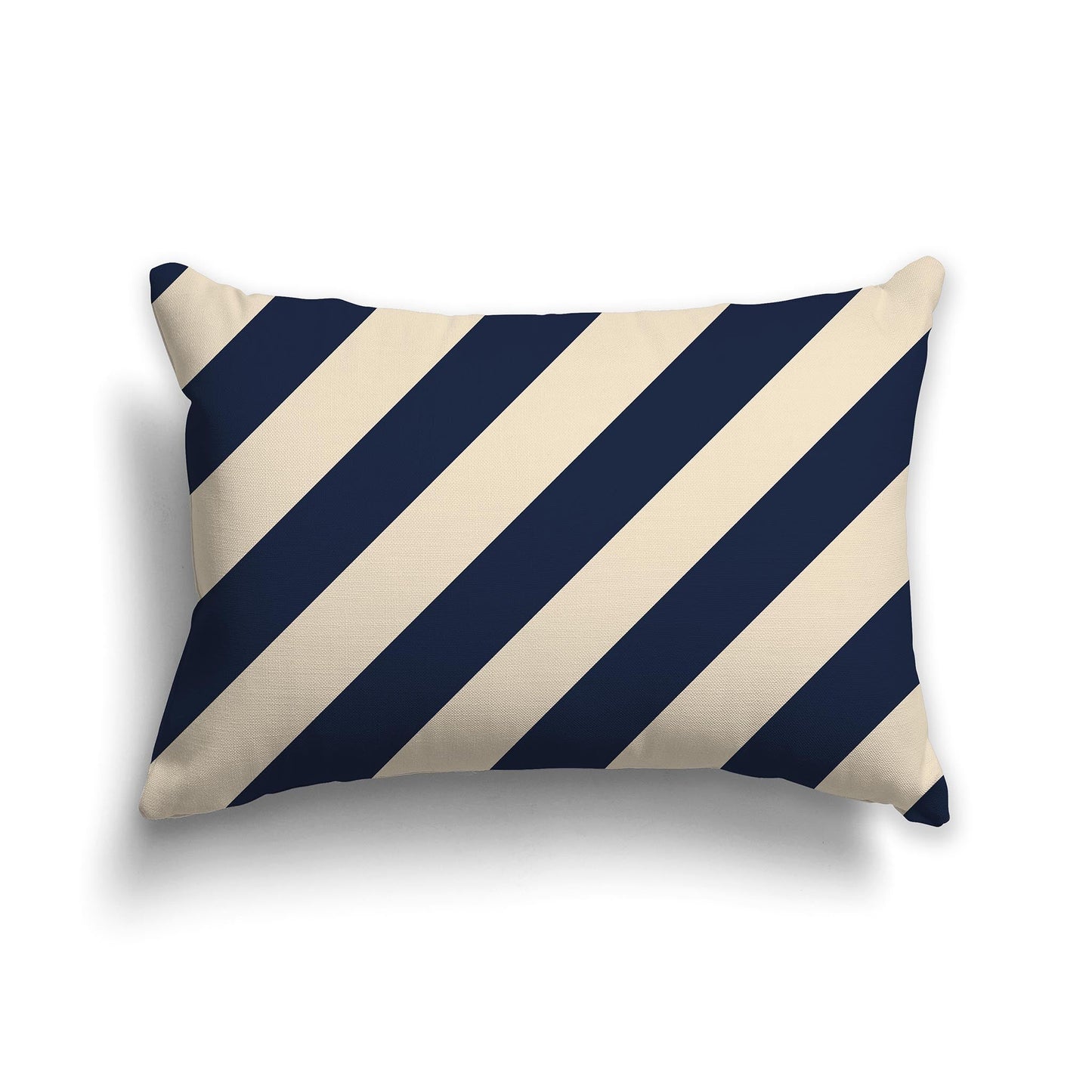 Throw Pillow with Navy Blue and Beige Diagonal Bars on Both Sides, CAPC-1275-031