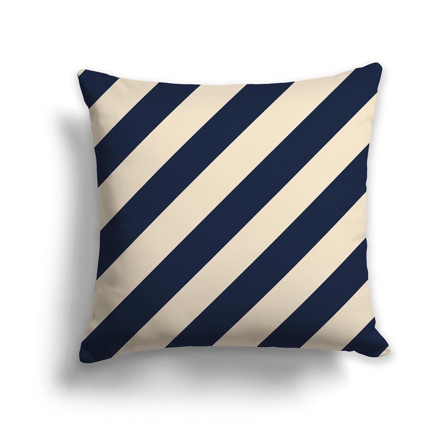 Throw Pillow with Navy Blue and Beige Diagonal Bars on Both Sides, CAPC-1275-031