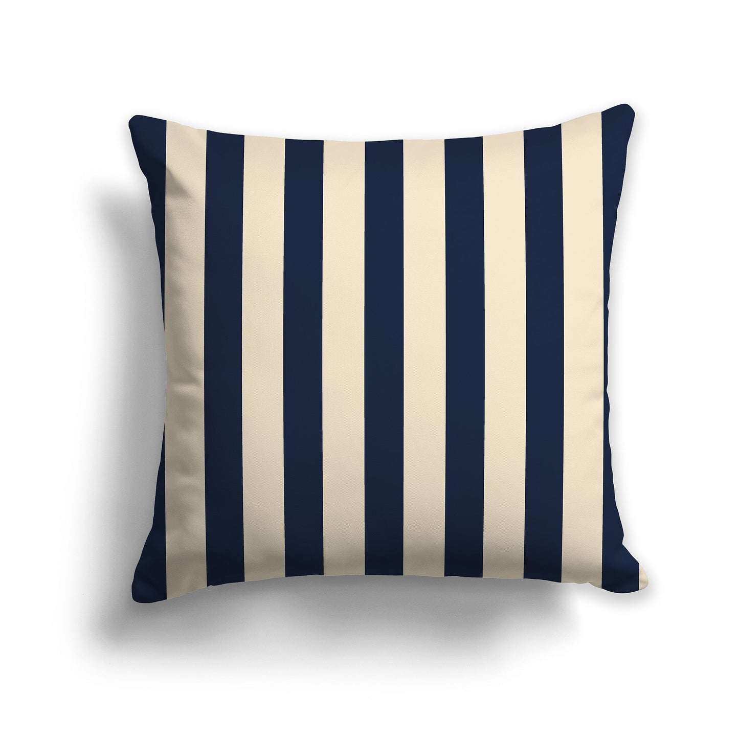 Beige Throw Pillow with Navy Blue Vertical Bars on Front, CAPC-1275-051