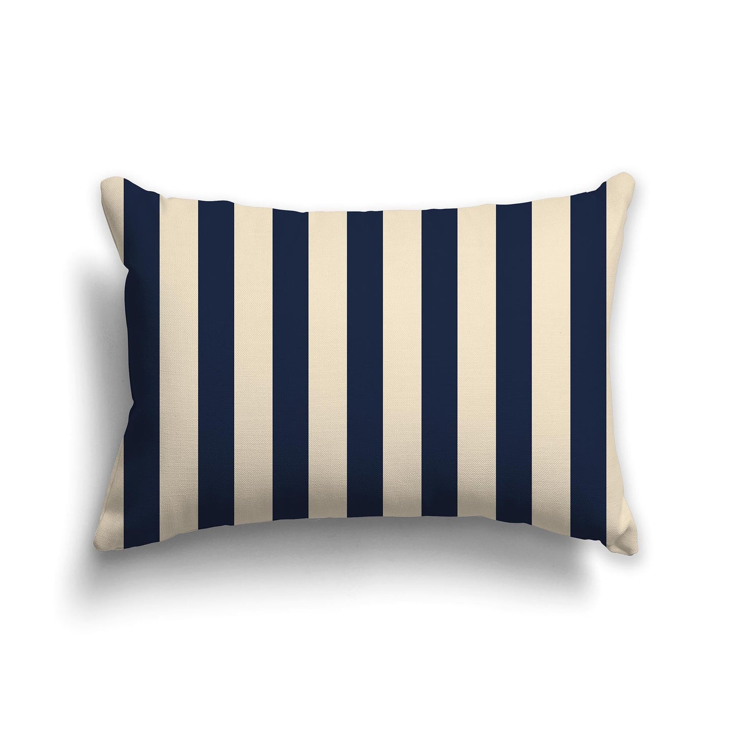 Beige Throw Pillow with Navy Blue Vertical Bars on Front, CAPC-1275-051