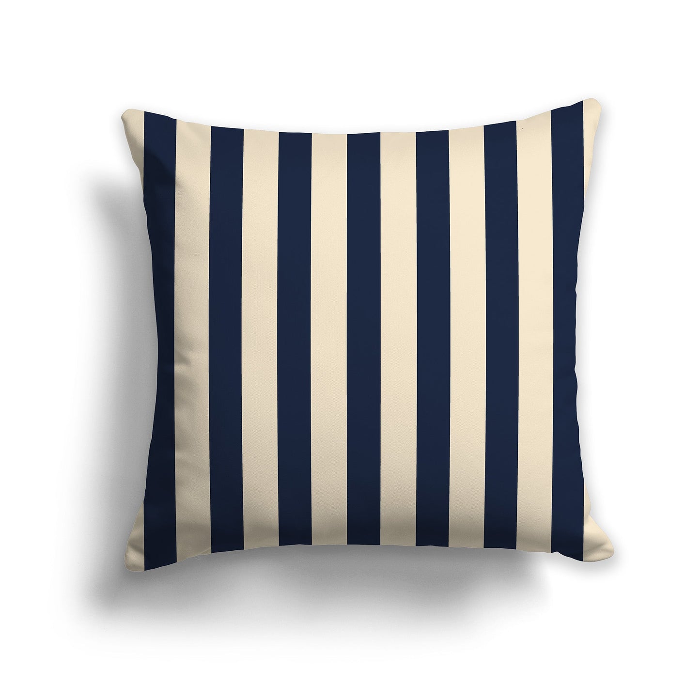 Beige Throw Pillow with Navy Blue Vertical Bars on Front, CAPC-1275-051