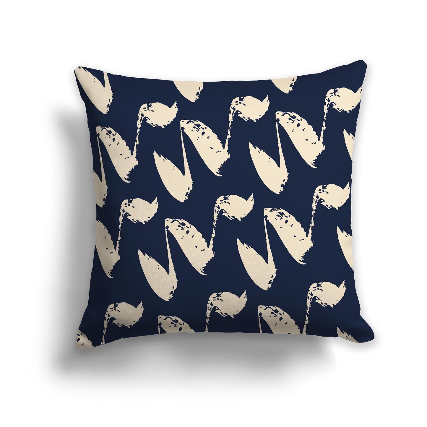 Navy Blue Throw Pillow with Beige Squiggle Pattern on Both Sides, CAPC-1275-082