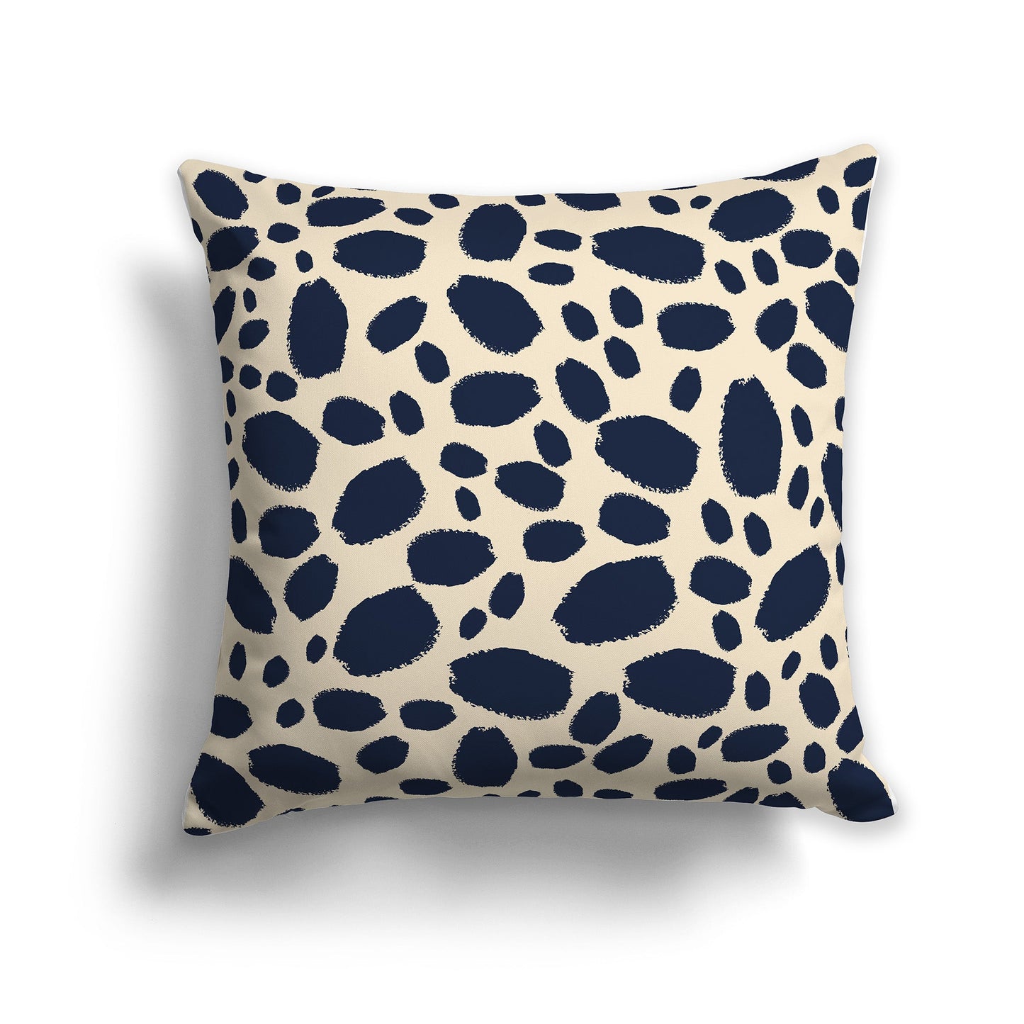 Beige Throw Pillow with Navy Blue Paint Dabs on Both Sides, CAPC-1275-091