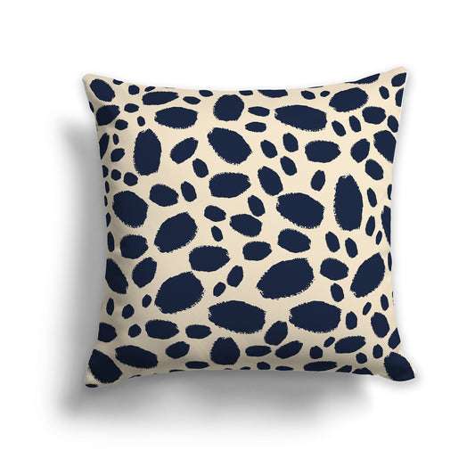 Beige Throw Pillow with Navy Blue Paint Dabs on Both Sides, CAPC-1275-091