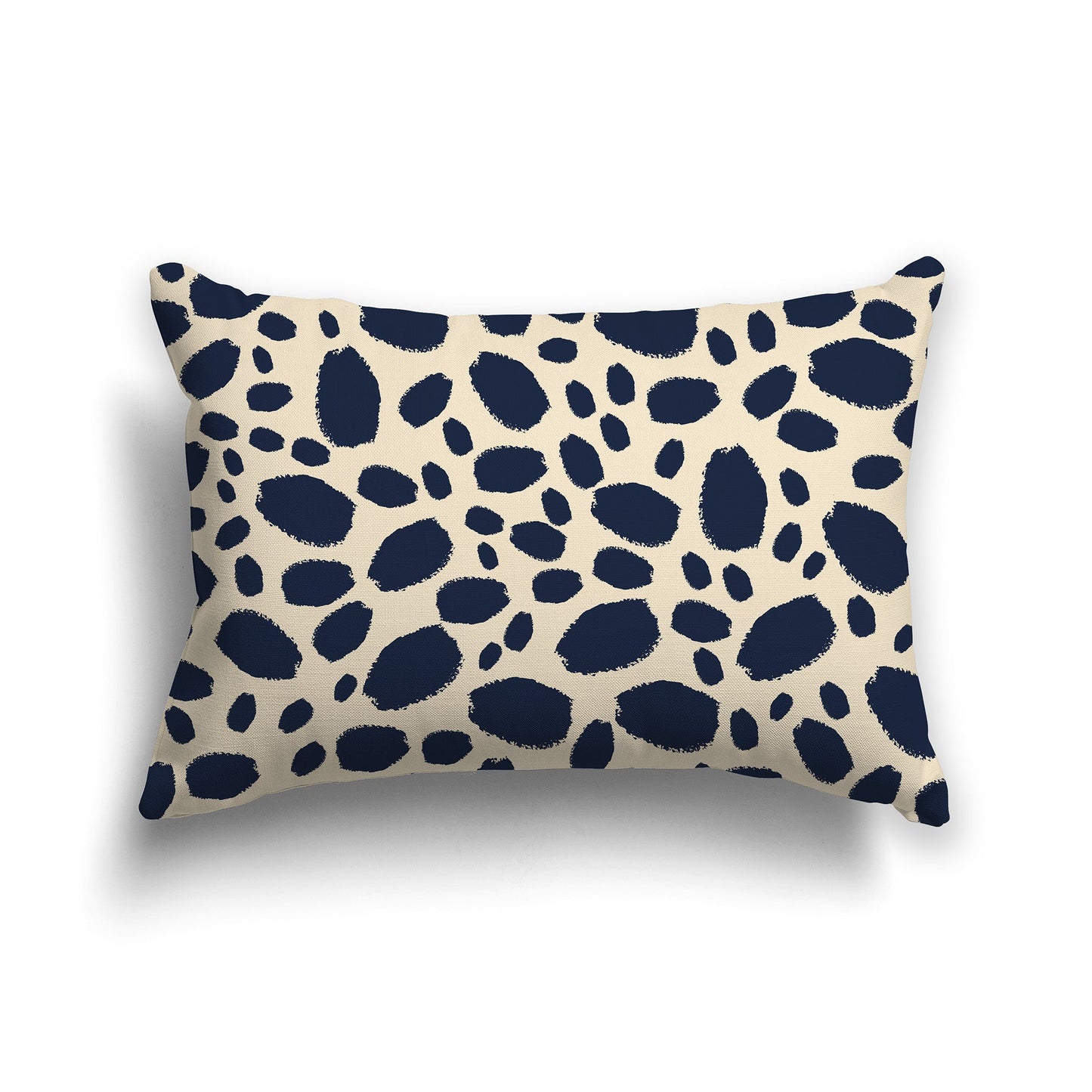 Beige Throw Pillow with Navy Blue Paint Dabs on Both Sides, CAPC-1275-091