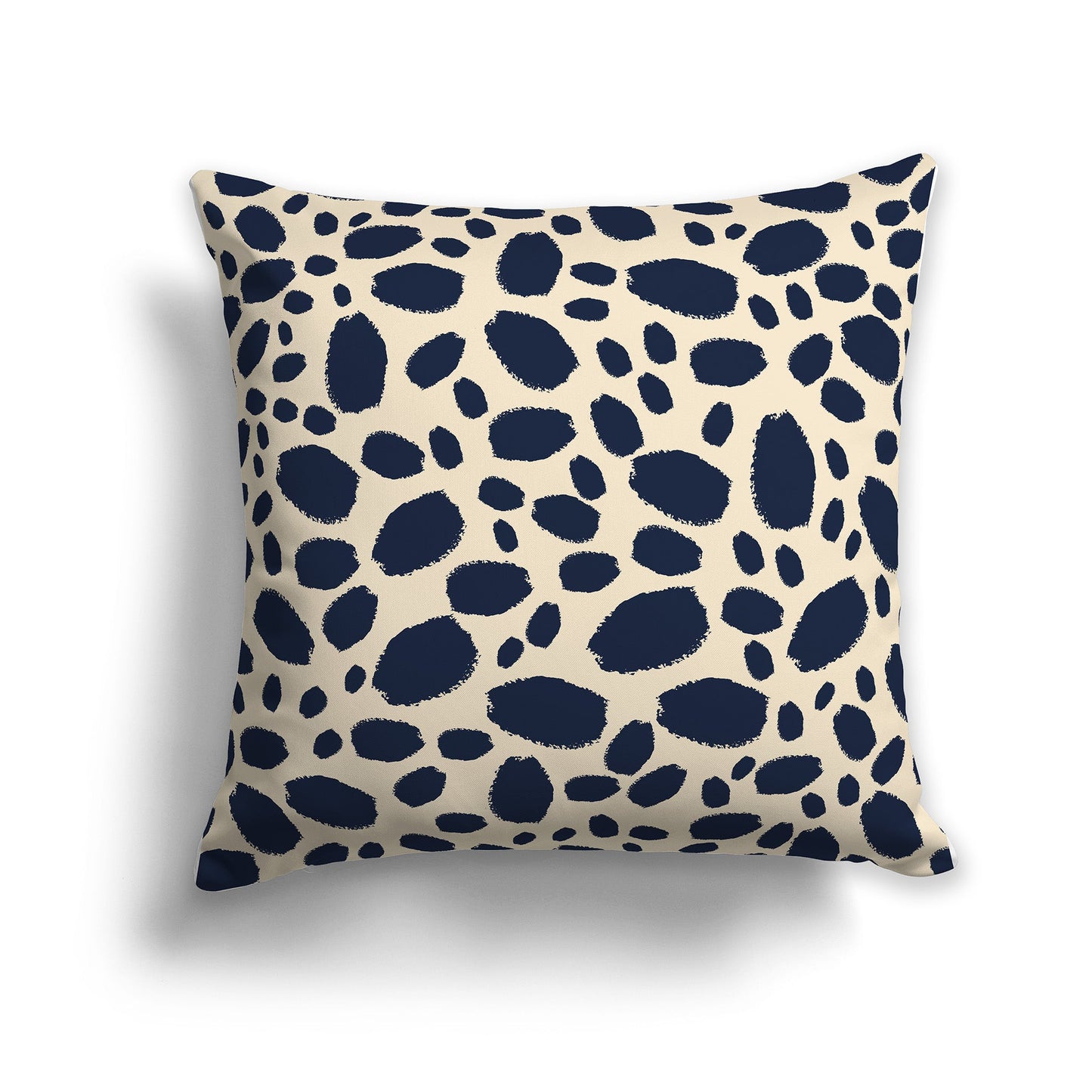 Beige Throw Pillow with Navy Blue Paint Dabs on Both Sides, CAPC-1275-091