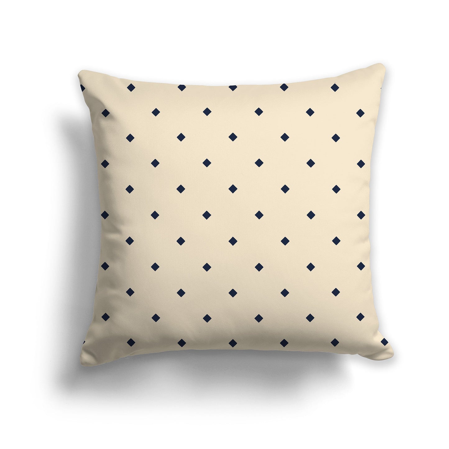 Beige Throw Pillow with Large Navy Blue Diamond Pattern on Front, CAPC-1275-101