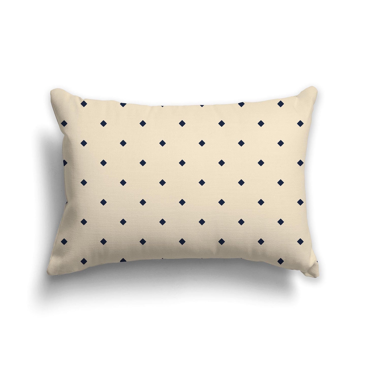 Beige Throw Pillow with Large Navy Blue Diamond Pattern on Front, CAPC-1275-101