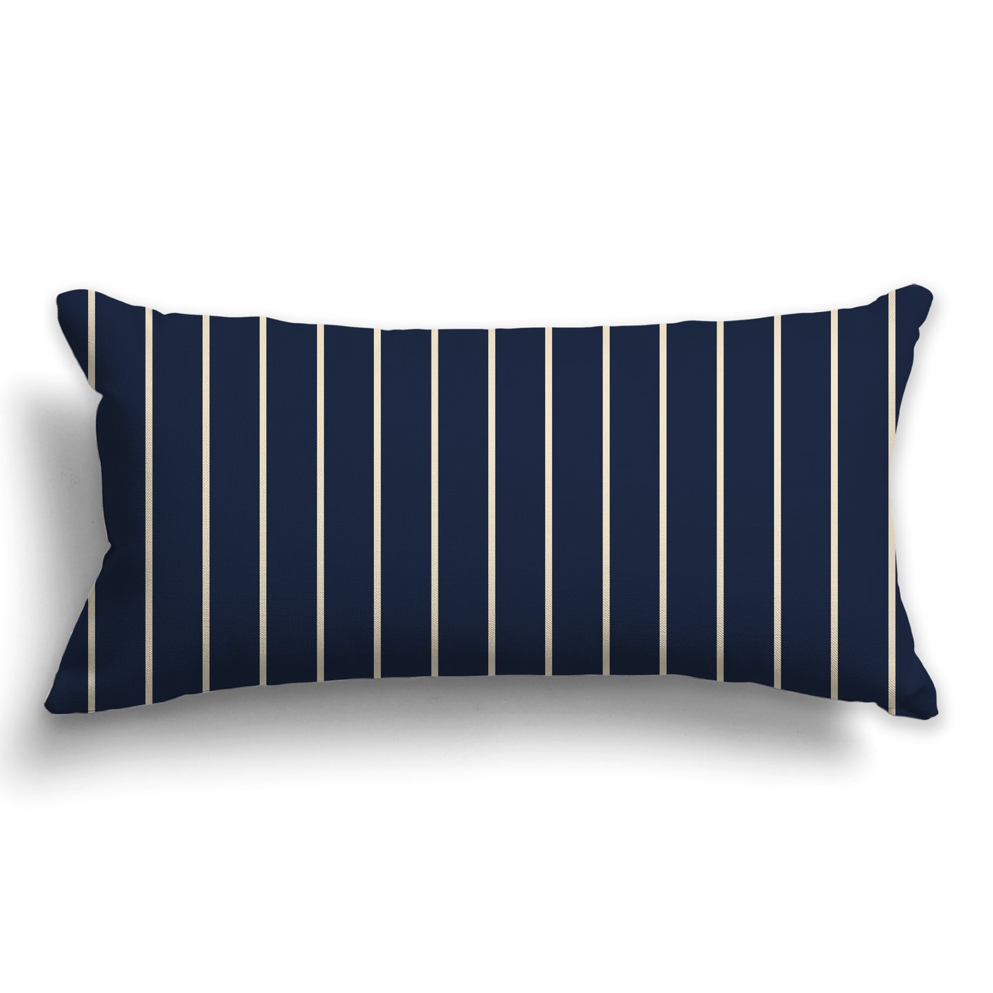 Navy Blue Throw Pillow with Fine Vertical Beige Stripes on Front, CAPC-1275-152