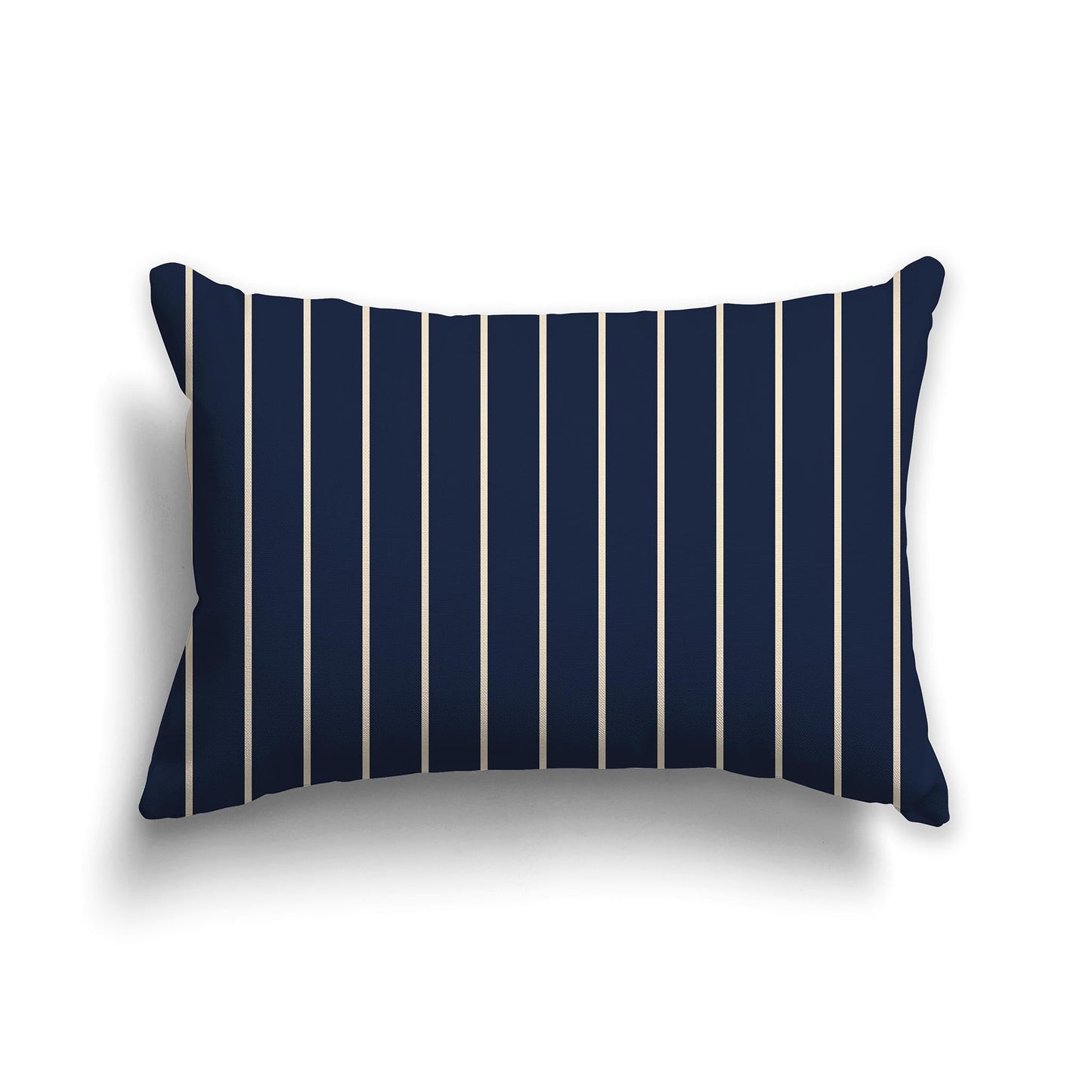 Navy Blue Throw Pillow with Fine Vertical Beige Stripes on Front, CAPC-1275-152