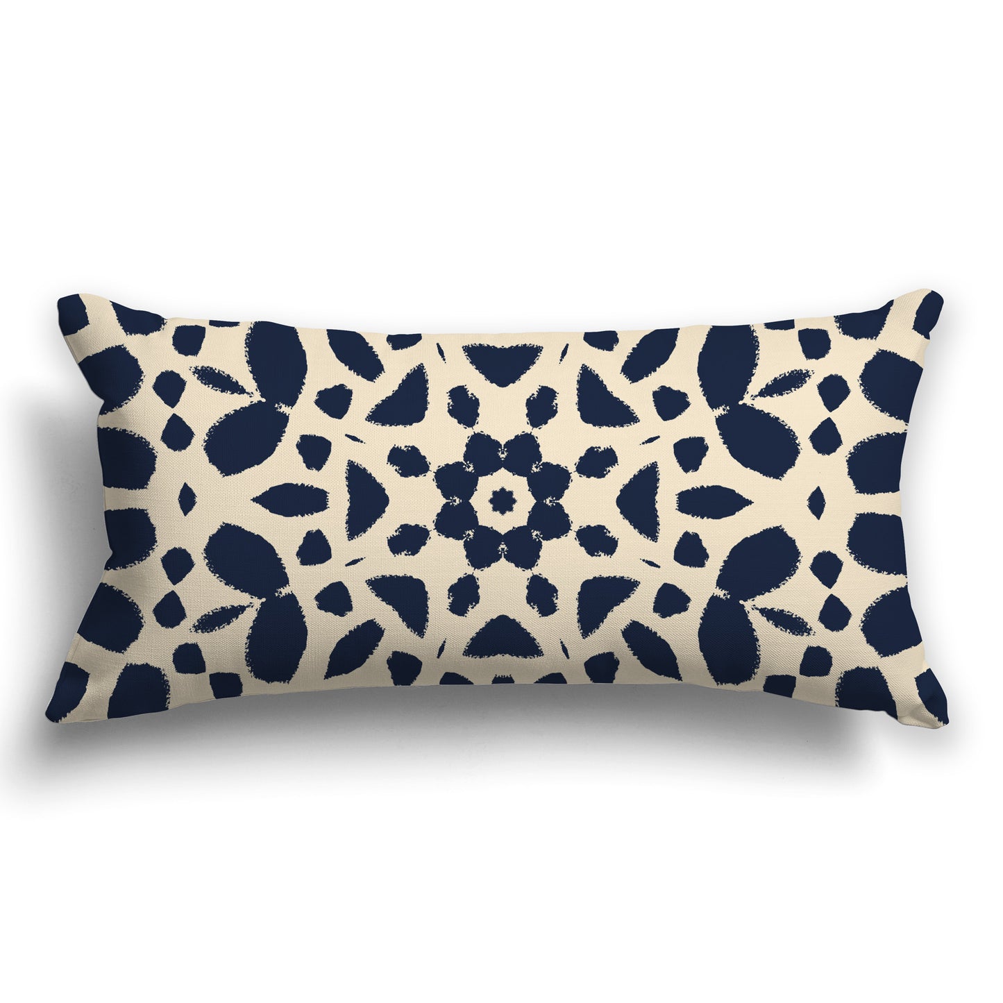 Beige Throw Pillow with Navy Blue Circular Graphic on Both Sides, CAPC-1275-181