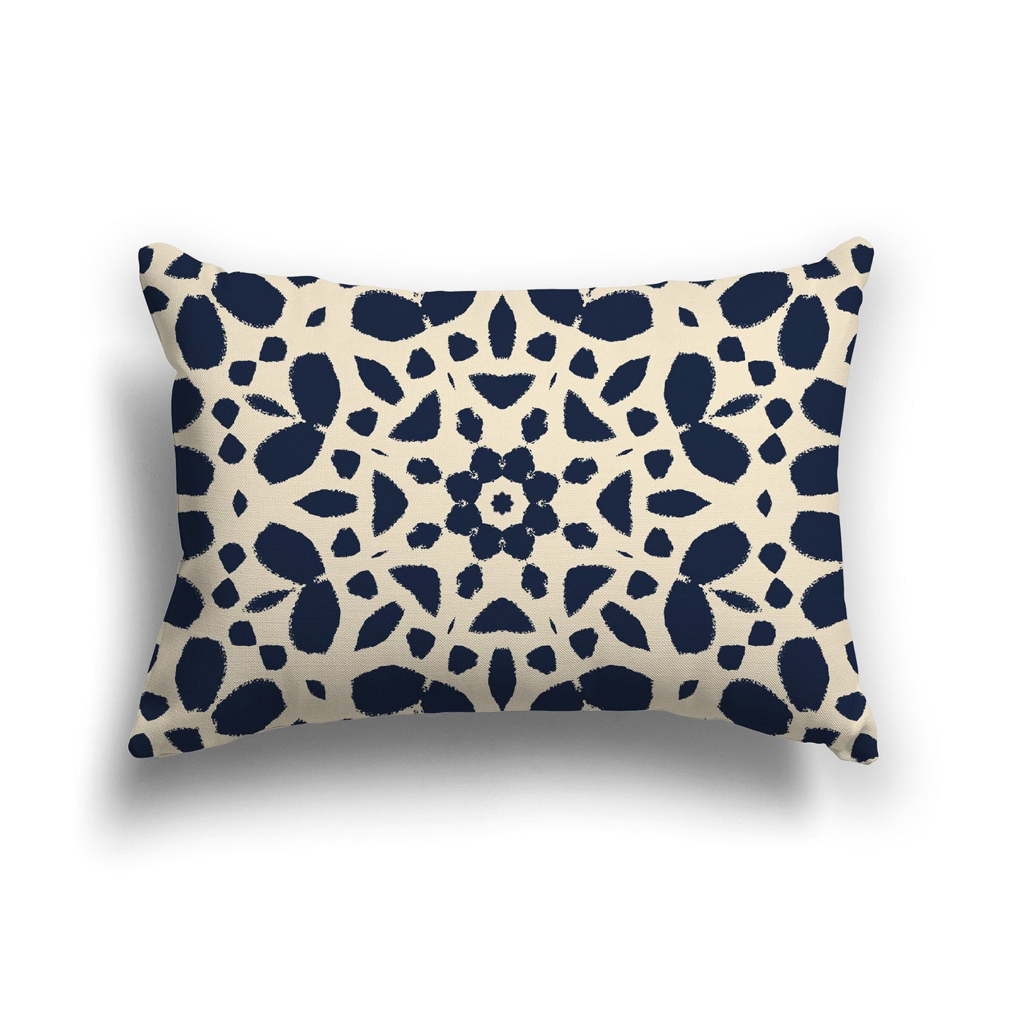 Beige Throw Pillow with Navy Blue Circular Graphic on Both Sides, CAPC-1275-181