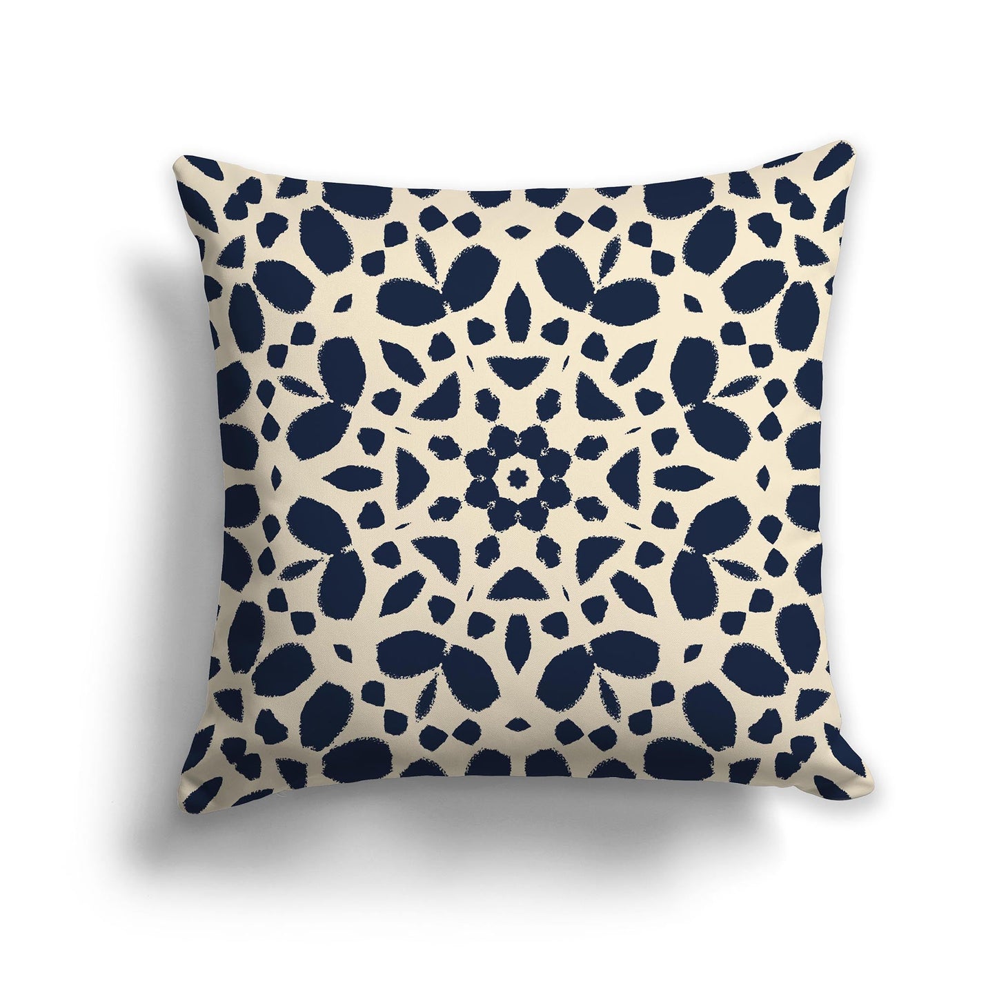 Beige Throw Pillow with Navy Blue Circular Graphic on Both Sides, CAPC-1275-181