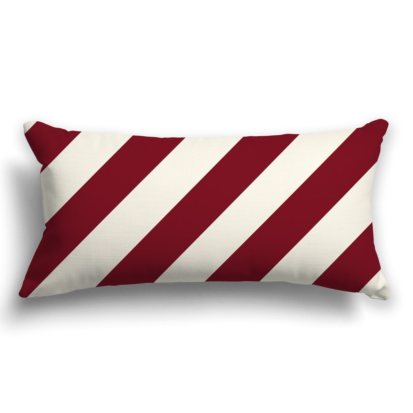 Throw Pillow with Burgundy Red and Pale Cream Diagonal Bars on Both Sides, CAPC-1283-031