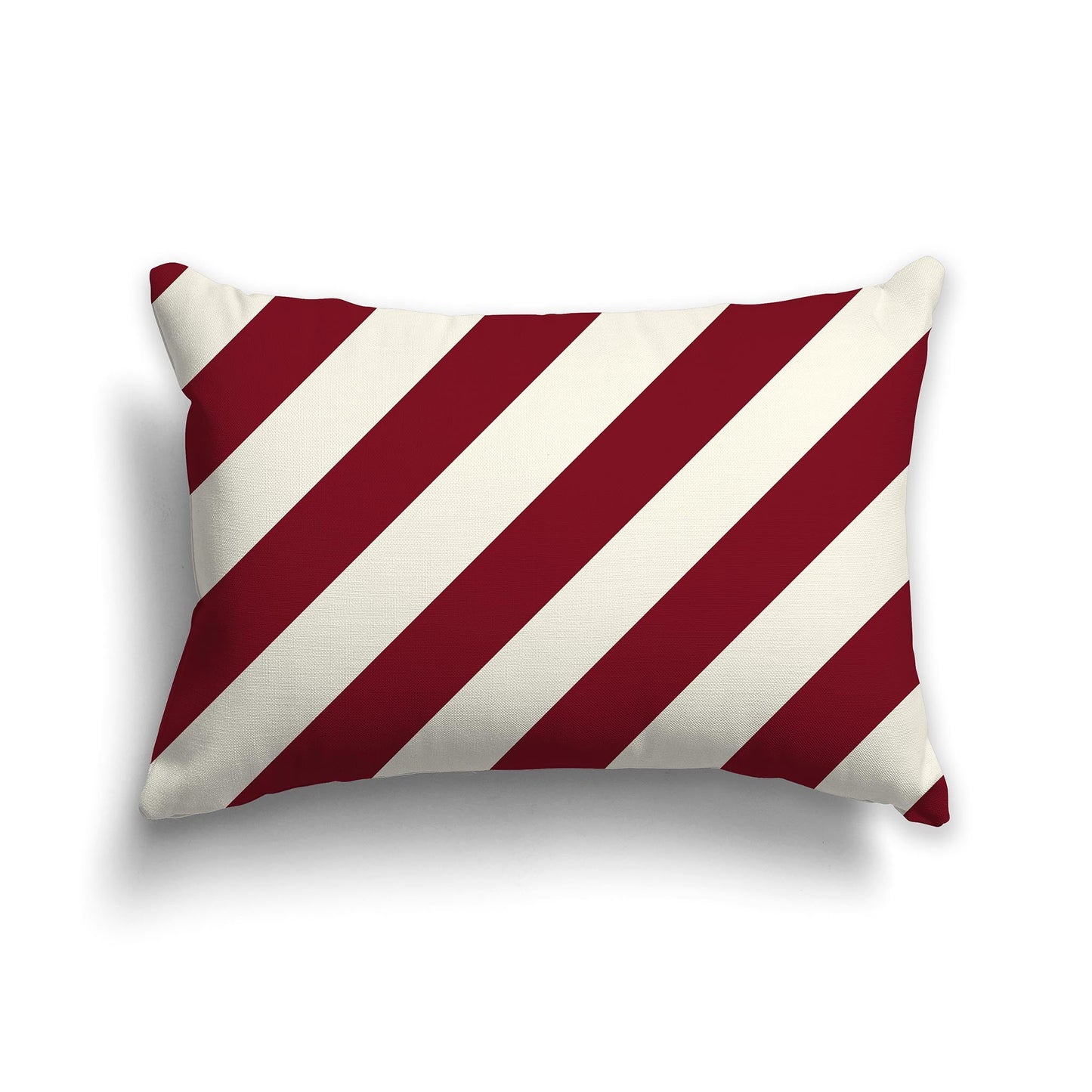 Throw Pillow with Burgundy Red and Pale Cream Diagonal Bars on Both Sides, CAPC-1283-031