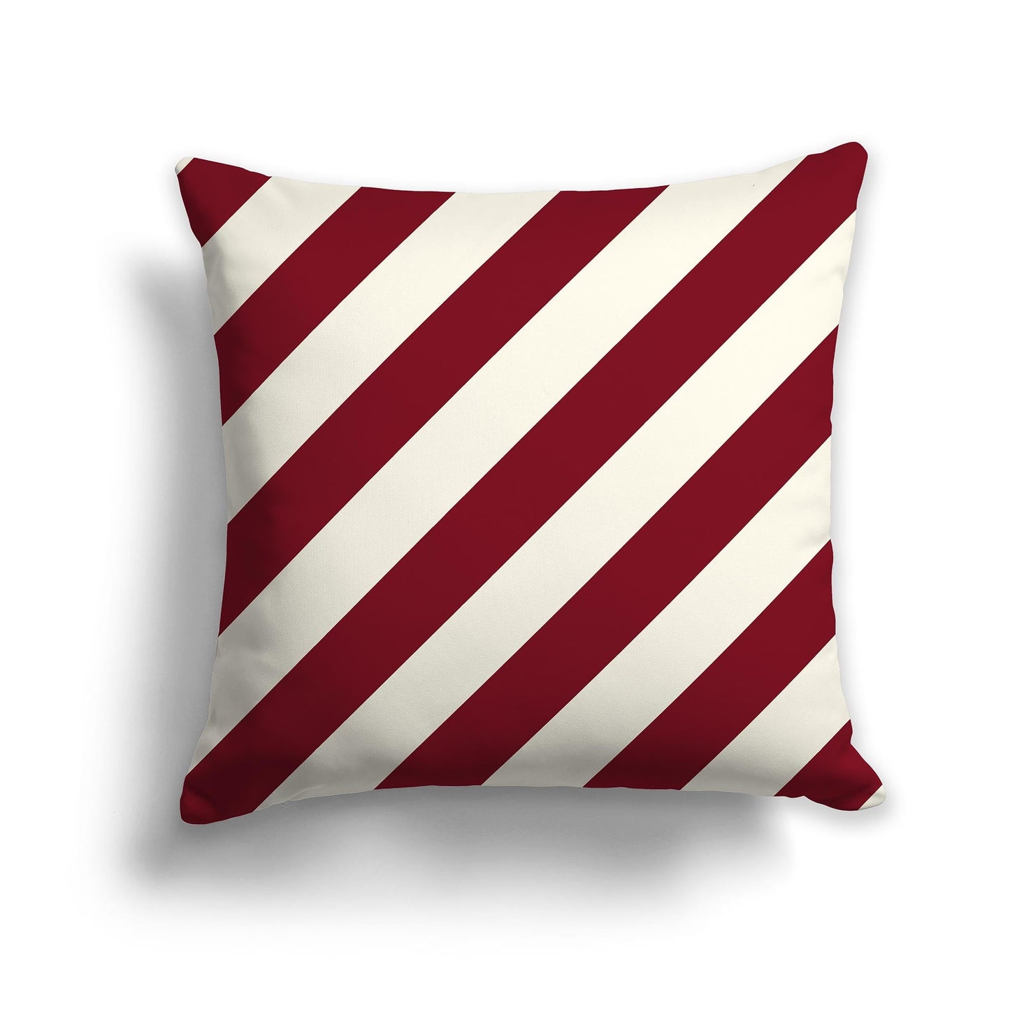 Throw Pillow with Burgundy Red and Pale Cream Diagonal Bars on Both Sides, CAPC-1283-031