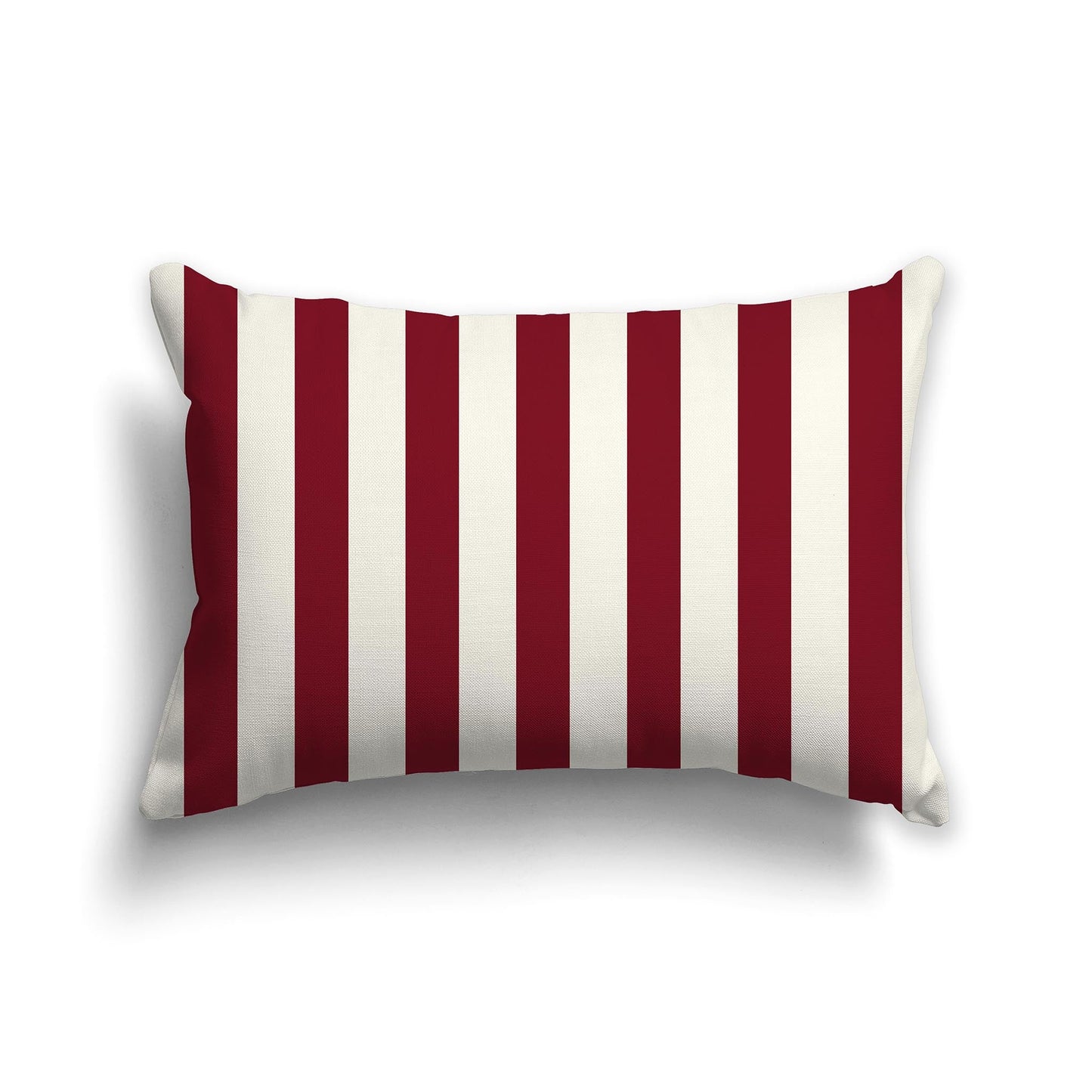 Pale Cream Throw Pillow with Burgundy Red Vertical Bars on Front, CAPC-1283-051