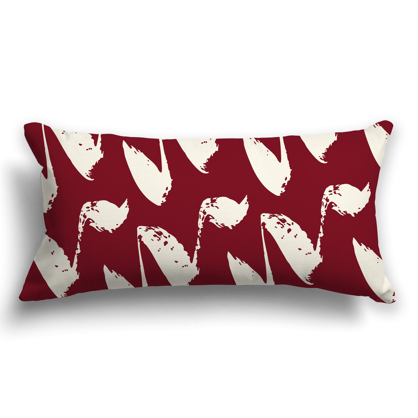 Burgundy Red Throw Pillow with Pale Cream Squiggle Pattern on Both Sides, CAPC-1283-082