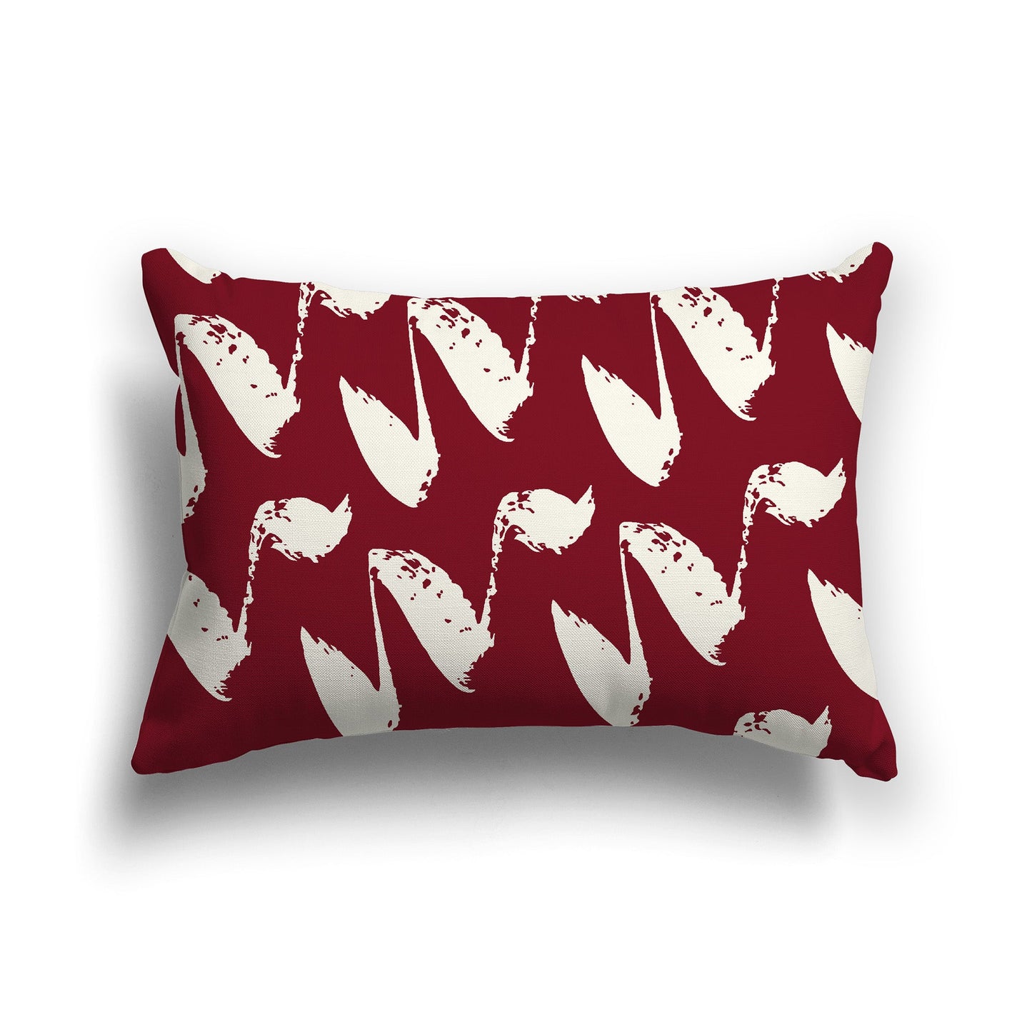 Burgundy Red Throw Pillow with Pale Cream Squiggle Pattern on Both Sides, CAPC-1283-082