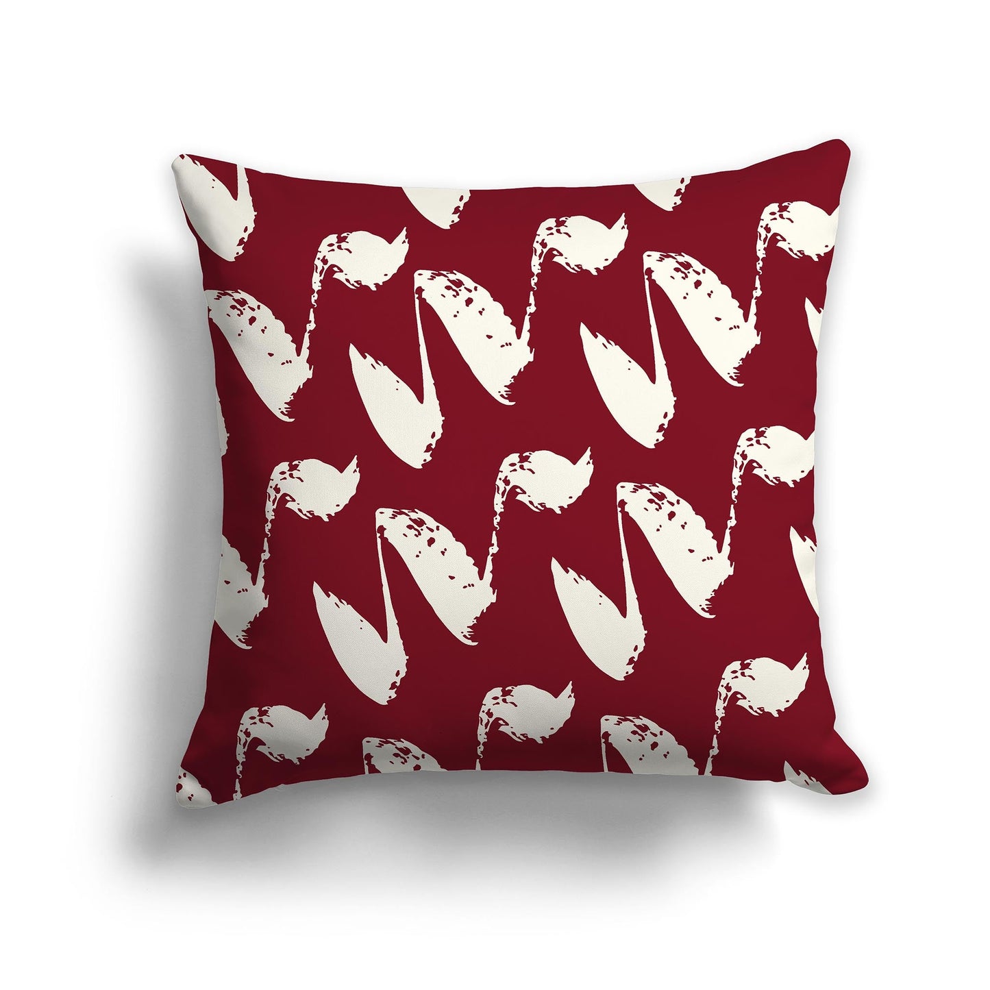 Burgundy Red Throw Pillow with Pale Cream Squiggle Pattern on Both Sides, CAPC-1283-082