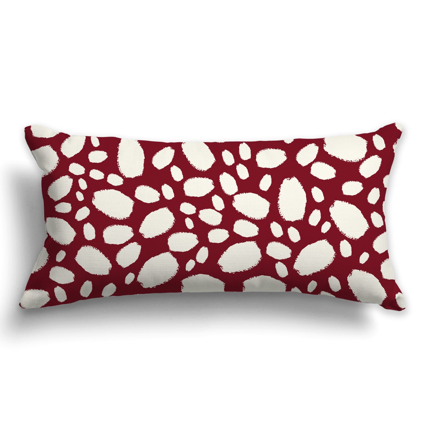 Burgundy Red Throw Pillow with Pale Cream Paint Dabs on Both Sides, CAPC-1283-092