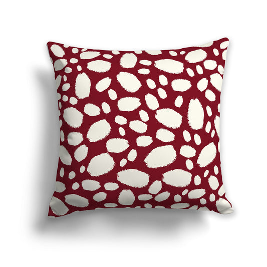 Burgundy Red Throw Pillow with Pale Cream Paint Dabs on Both Sides, CAPC-1283-092