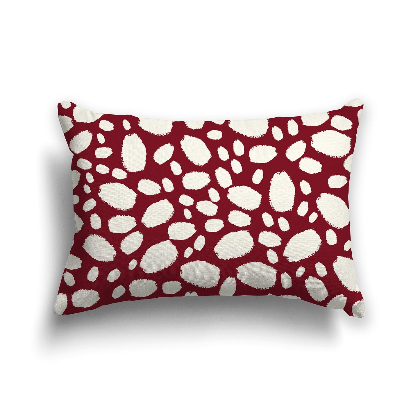 Burgundy Red Throw Pillow with Pale Cream Paint Dabs on Both Sides, CAPC-1283-092