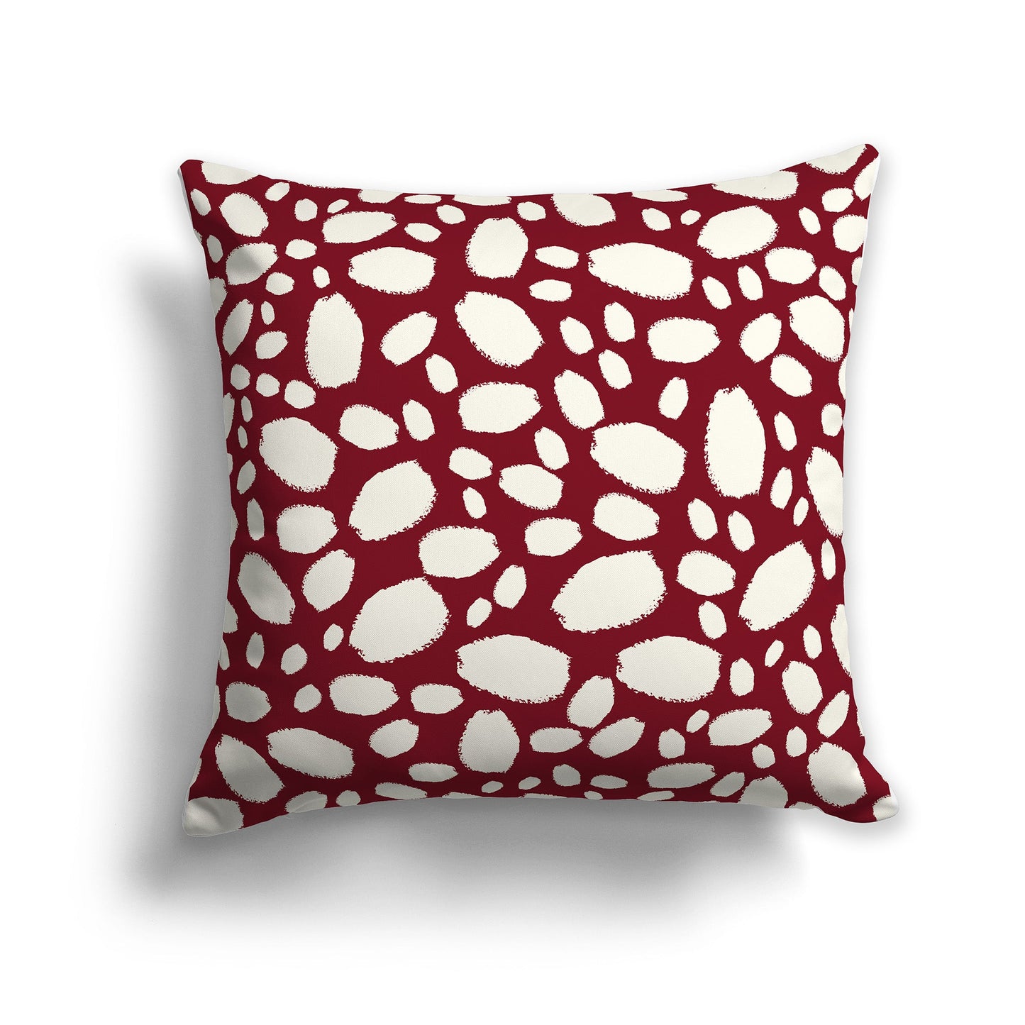 Burgundy Red Throw Pillow with Pale Cream Paint Dabs on Both Sides, CAPC-1283-092