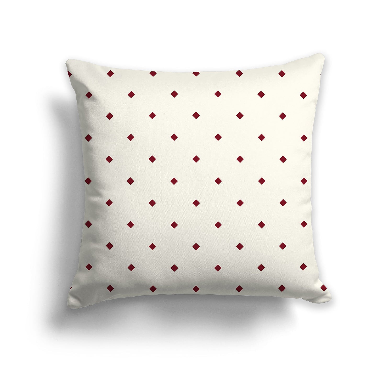 Pale Cream Throw Pillow with Large Burgundy Red Diamond Pattern on Front, CAPC-1283-101