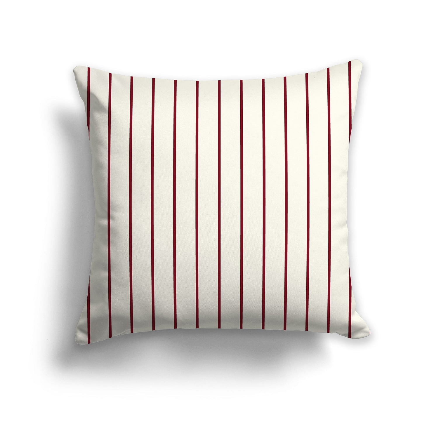 Pale Cream Throw Pillow with Fine Vertical Burgundy Red Stripes on Front, CAPC-1283-151