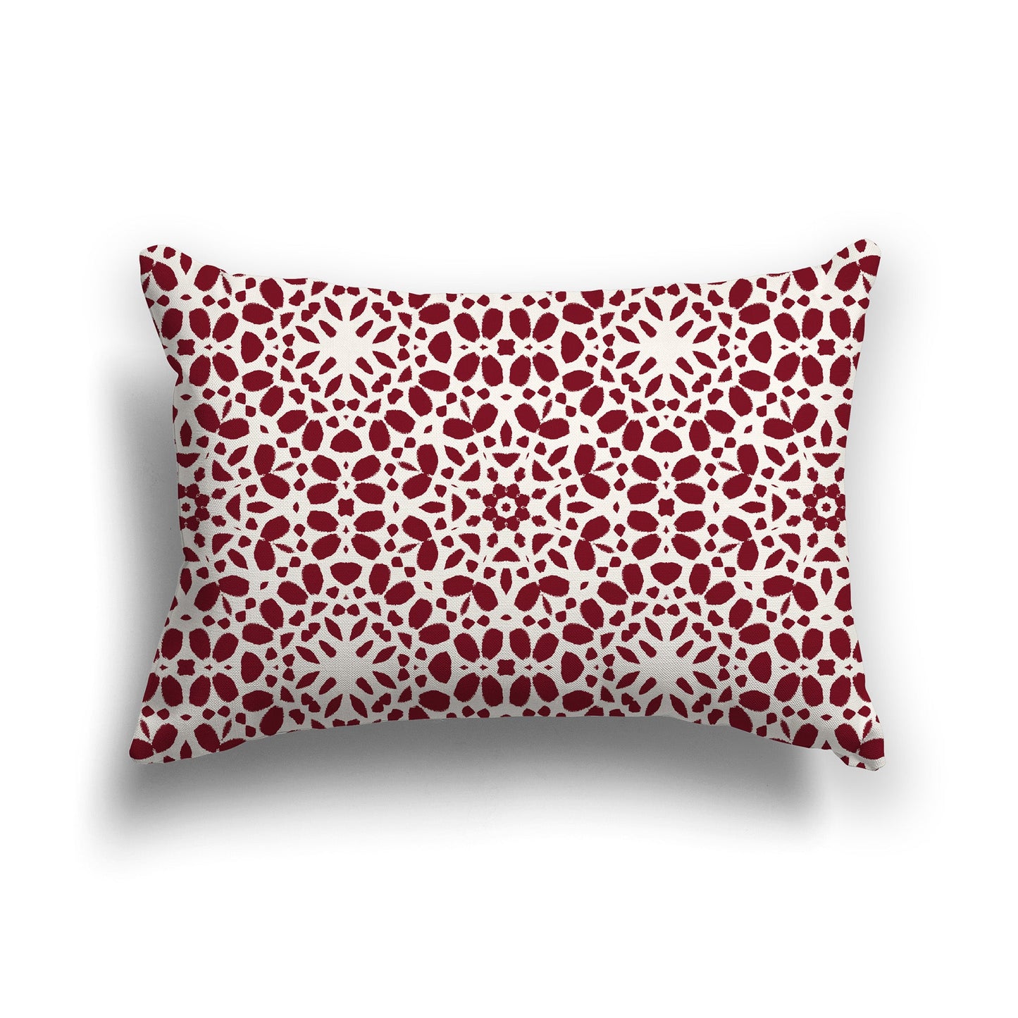 Throw Pillow with Circular Burgundy Red and Pale Cream Repeat Graphic on Both Sides, CAPC-1283-191