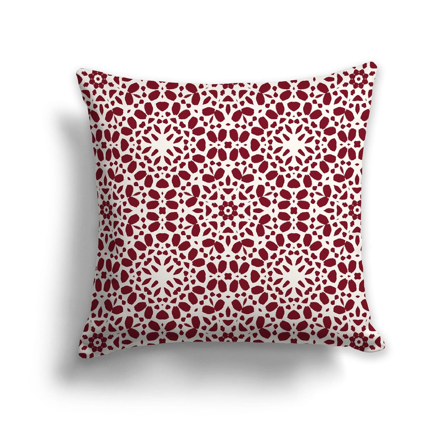 Throw Pillow with Circular Burgundy Red and Pale Cream Repeat Graphic on Both Sides, CAPC-1283-191