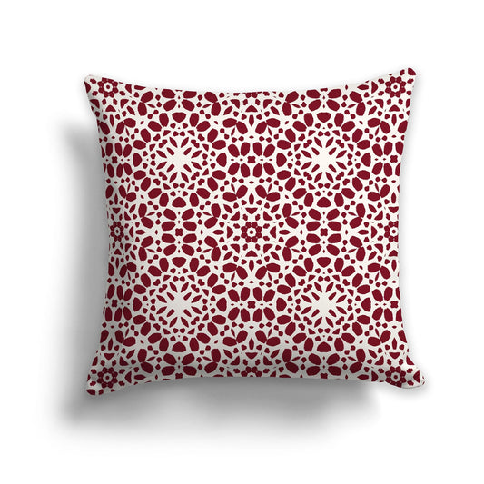 Throw Pillow with Circular Burgundy Red and Pale Cream Repeat Graphic on Both Sides, CAPC-1283-191