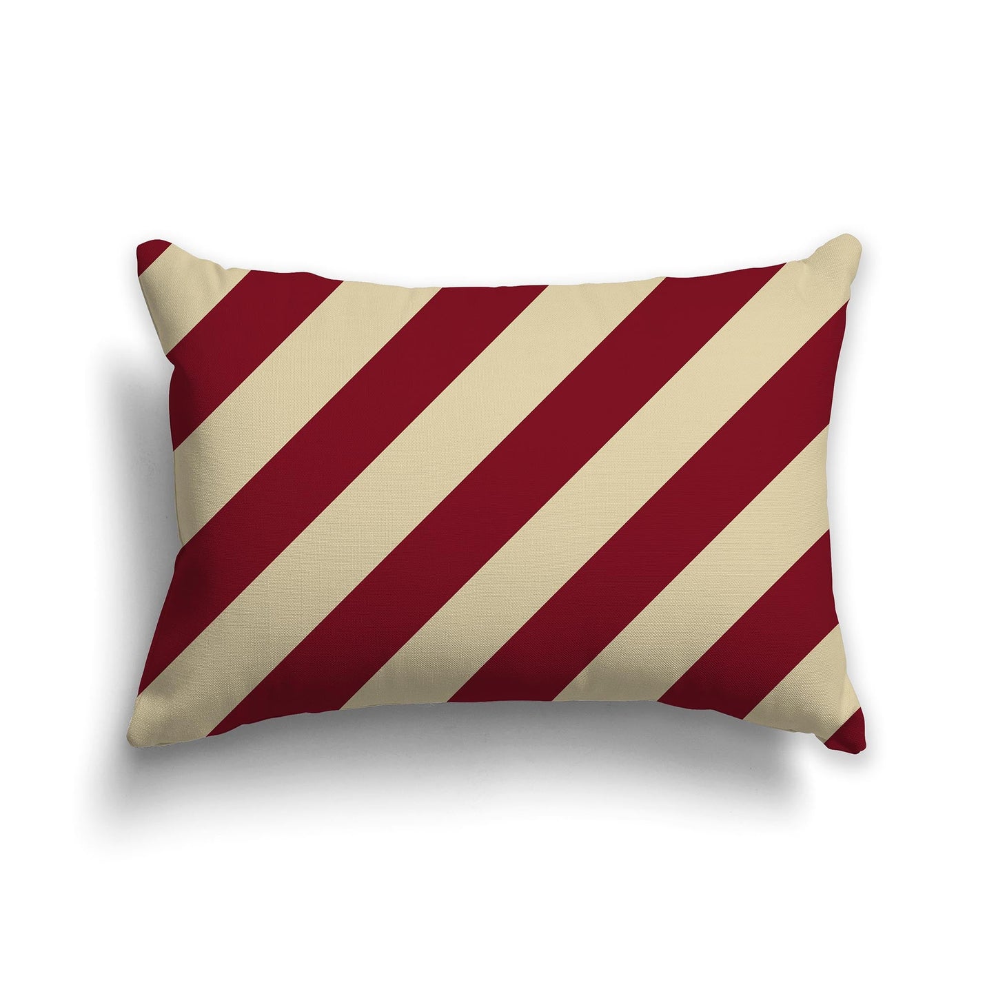 Throw Pillow with Burgundy Red and Tan Diagonal Bars on Both Sides, CAPC-1284-031