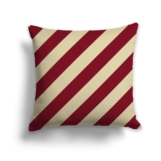 Throw Pillow with Burgundy Red and Tan Diagonal Bars on Both Sides, CAPC-1284-031