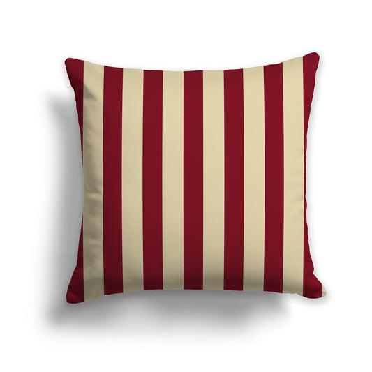 Tan Throw Pillow with Burgundy Red Vertical Bars on Front, CAPC-1284-051