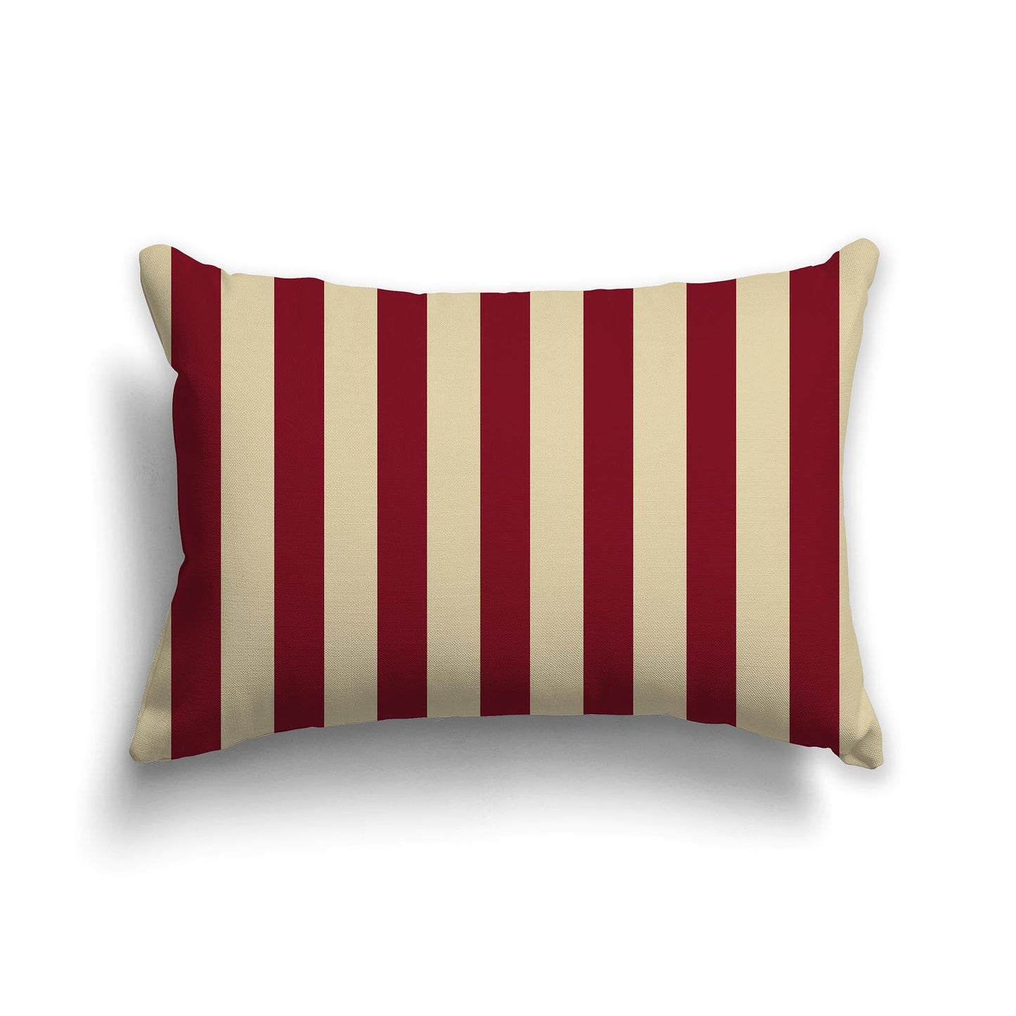 Tan Throw Pillow with Burgundy Red Vertical Bars on Front, CAPC-1284-051