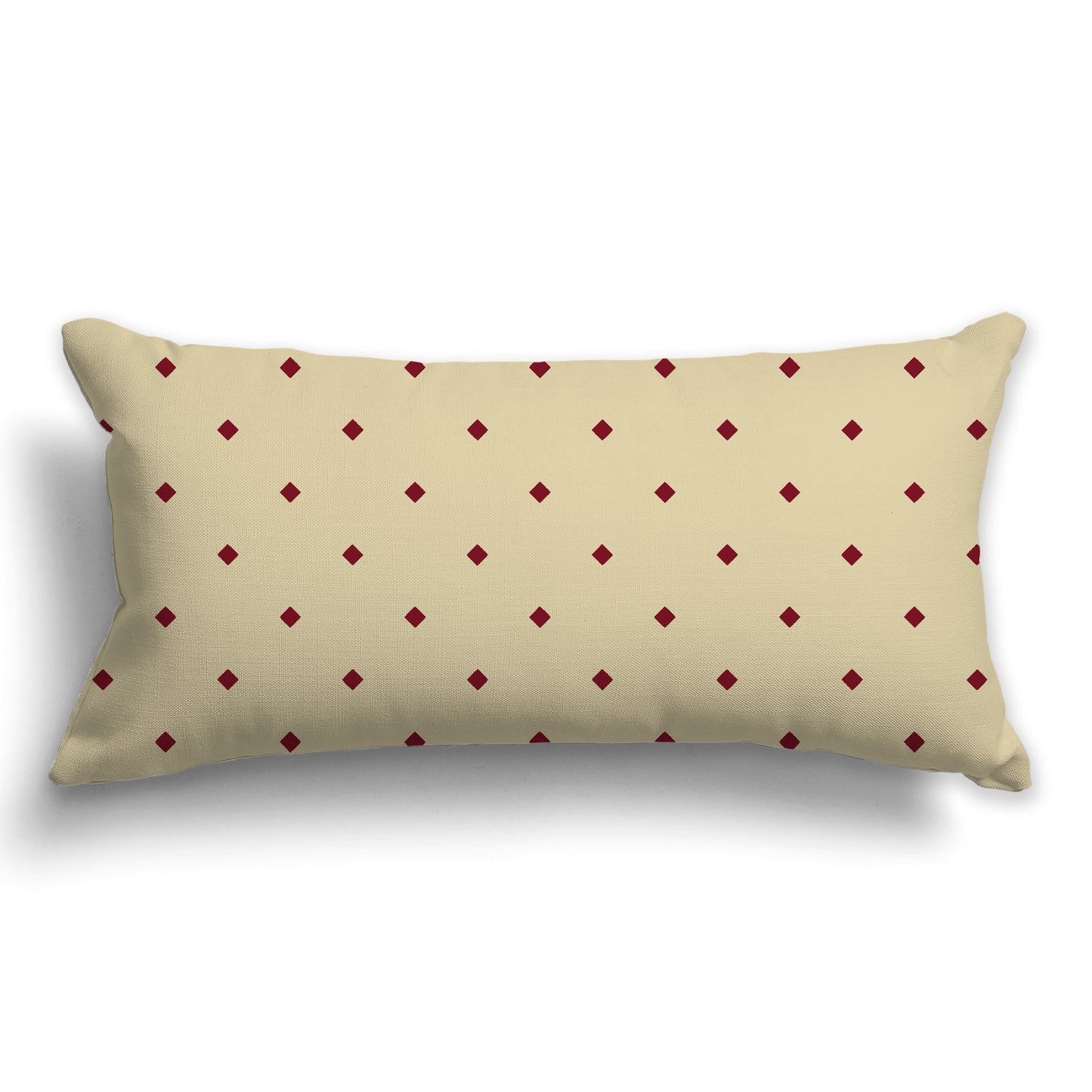 Tan Throw Pillow with Large Burgundy Red Diamond Pattern on Front, CAPC-1284-101