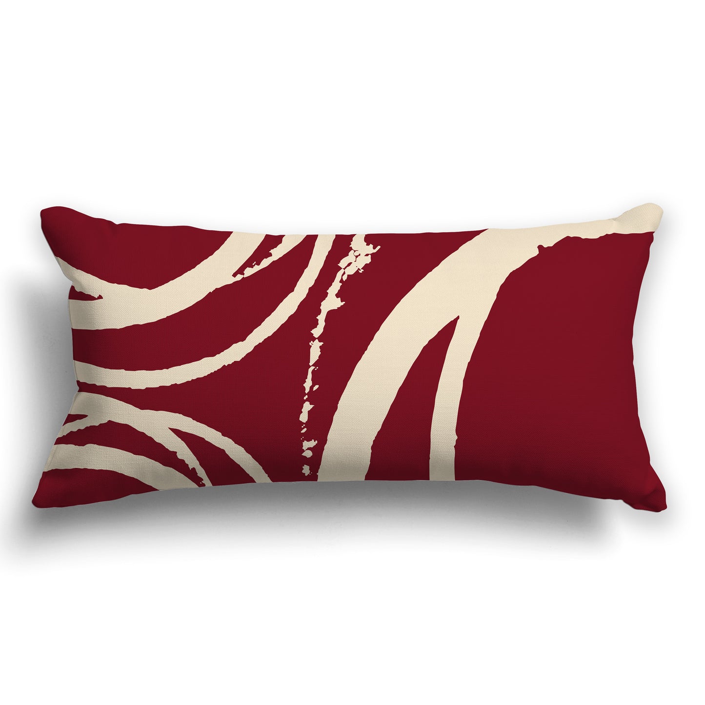 Burgundy Red Throw Pillow with a Circular Beige Graphic on Both Sides, CAPC-1285-022