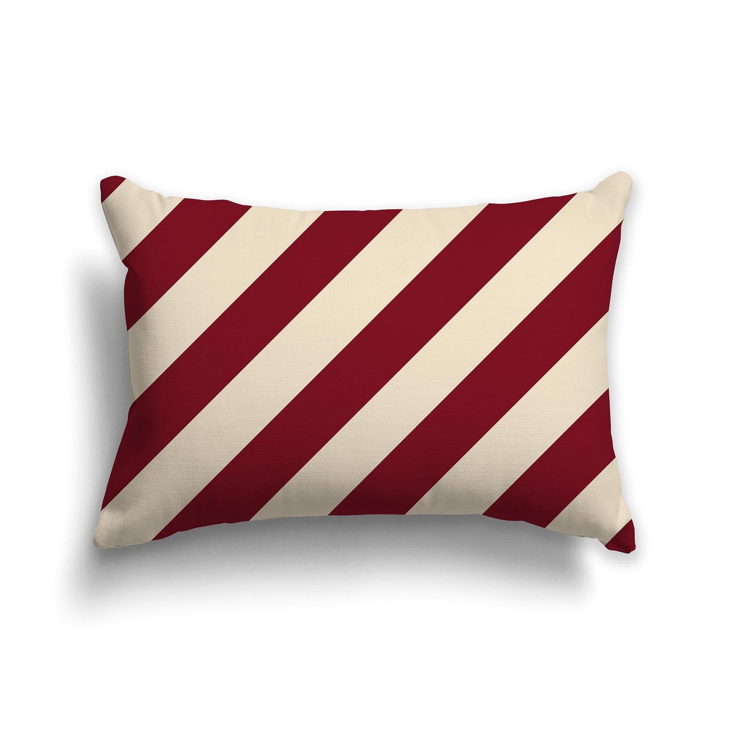 Throw Pillow with Burgundy Red and Beige Diagonal Bars on Both Sides, CAPC-1285-031
