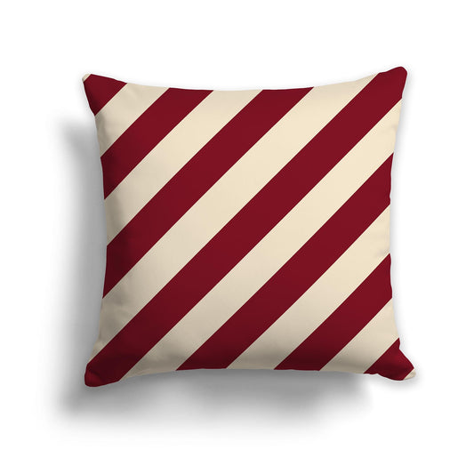 Throw Pillow with Burgundy Red and Beige Diagonal Bars on Both Sides, CAPC-1285-031