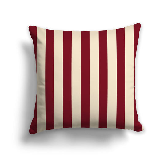 Beige Throw Pillow with Burgundy Red Vertical Bars on Front, CAPC-1285-051