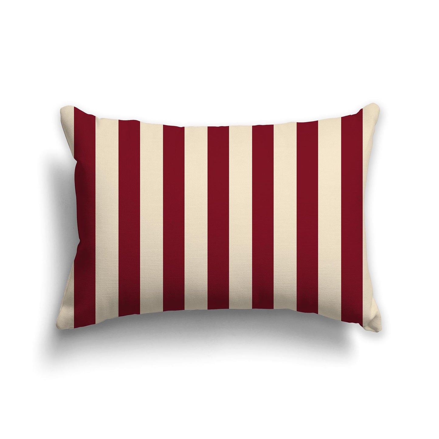 Beige Throw Pillow with Burgundy Red Vertical Bars on Front, CAPC-1285-051